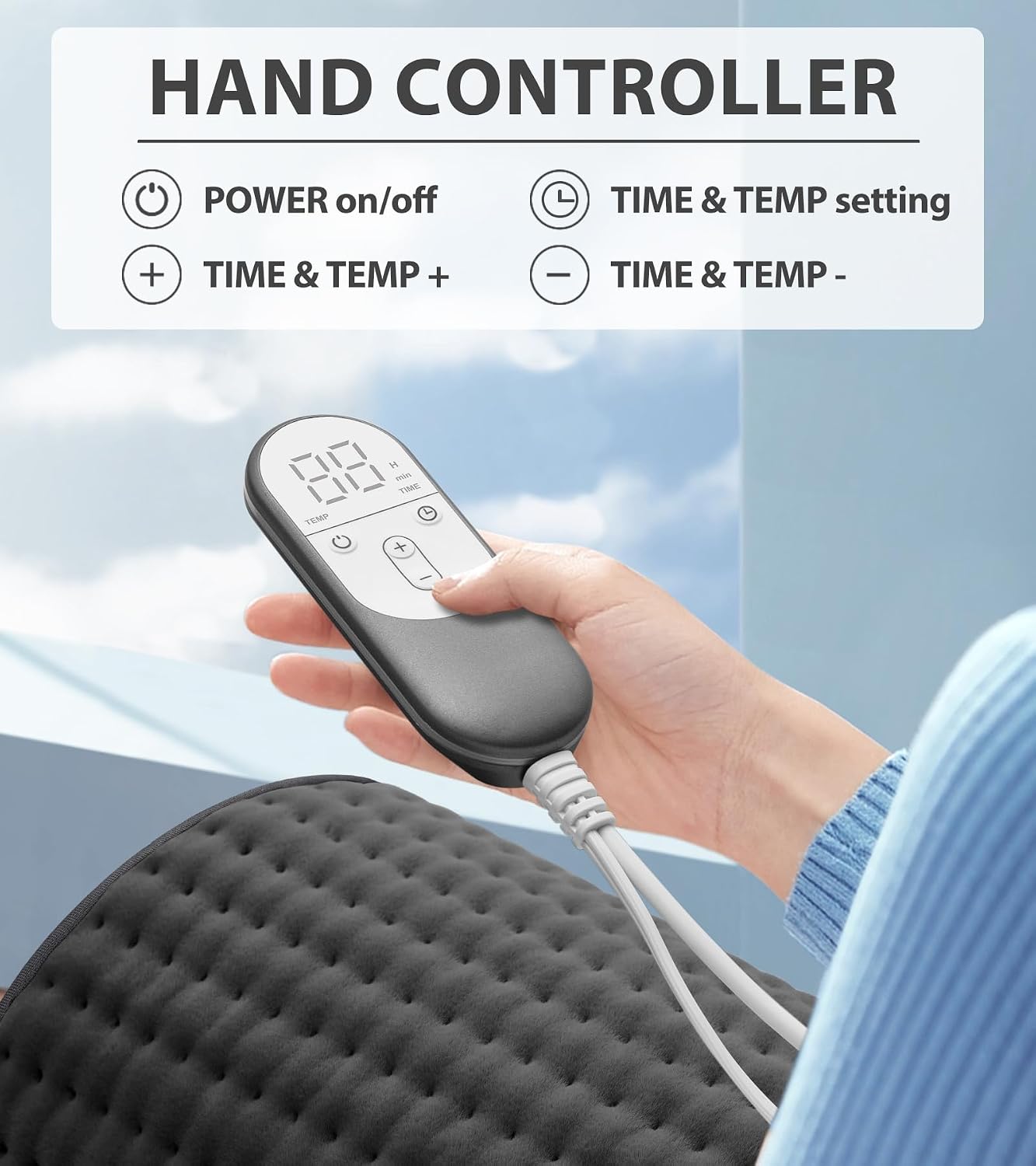VALGELUIK Heating Pad for Back, Neck & Shoulder Pain Relief – 12"x24" Electric Heat Pad, Auto-Off, Machine Washable, Moist/Dry Heat Options – Thoughtful Mother's Day Gifts for Mom, Dad, Women & Men