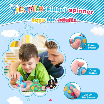 Yrissmiss Fidget Toys for Adults, Fidget Pad Easter Basket Stuffers for Boys Girls,Stress Relief Cube Clicker Controller with Quiet Fidgets,ADHD Autism Fidget Spinner for Office Desk Travel