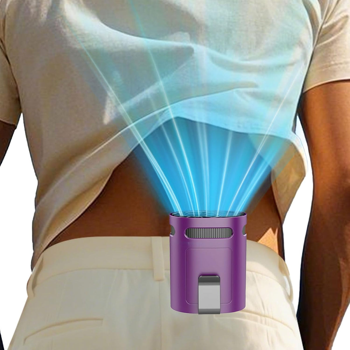 Portable Fan Clip on Pants-Personal Little Light Weight Waist Fan Coolclip Belt Hip Pocket Hard Hat,Wireless Wear Charging Battery Powered Quiet Undershirt Waist Band Coolclip Fans Adult Kid White