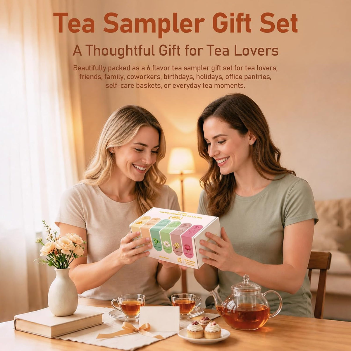 RHYSRIEY Real Leaves Herbal Tea, 60 Tea Bags Variety Pack, Gift Sampler