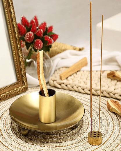 4 in 1 Incense Holder, Sage Burner Holder, Palo Santo Holder Burner, 5.47" Ash Catch Tray, Smudge Stick Holder with Handle for Incense Sticks Incense Cone, Yoga Meditation and Room Decor