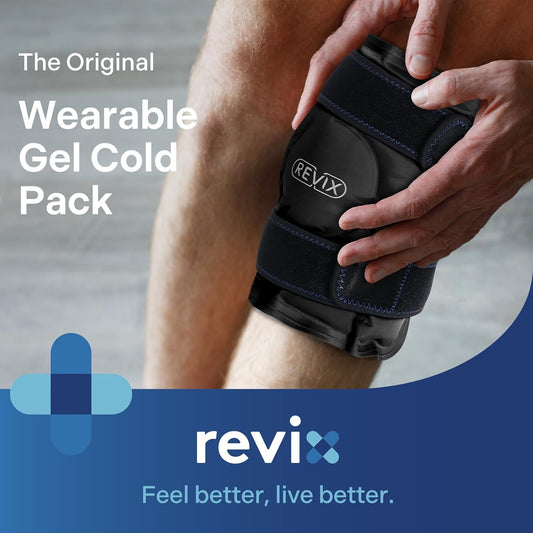 REVIX Ice Pack for Knee Pain Relief, Reusable Gel Ice Wrap for Leg Injuries, Swelling, Knee Replacement Surgery, Cold Compress Therapy for Arthritis, Meniscus Tear and ACL Blue