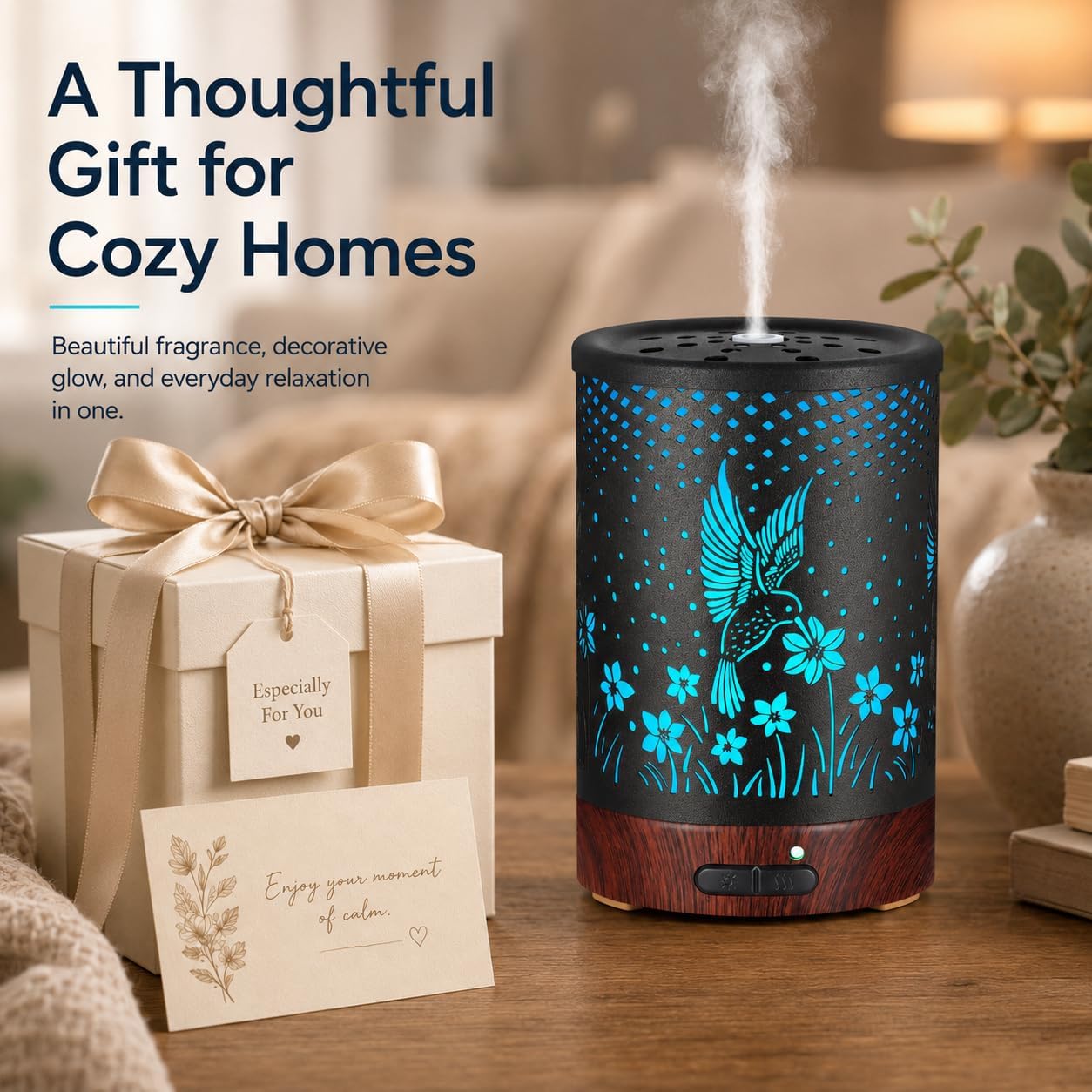 Essential Oil Diffuser, Ultrasonic Diffuser for Essential Oil, Cool Mist Humidifier Aromatherapy Diffuser with 7 Color Lighting Changing Modes, Waterless Auto Shut-Off for Home（Flower Fairy）