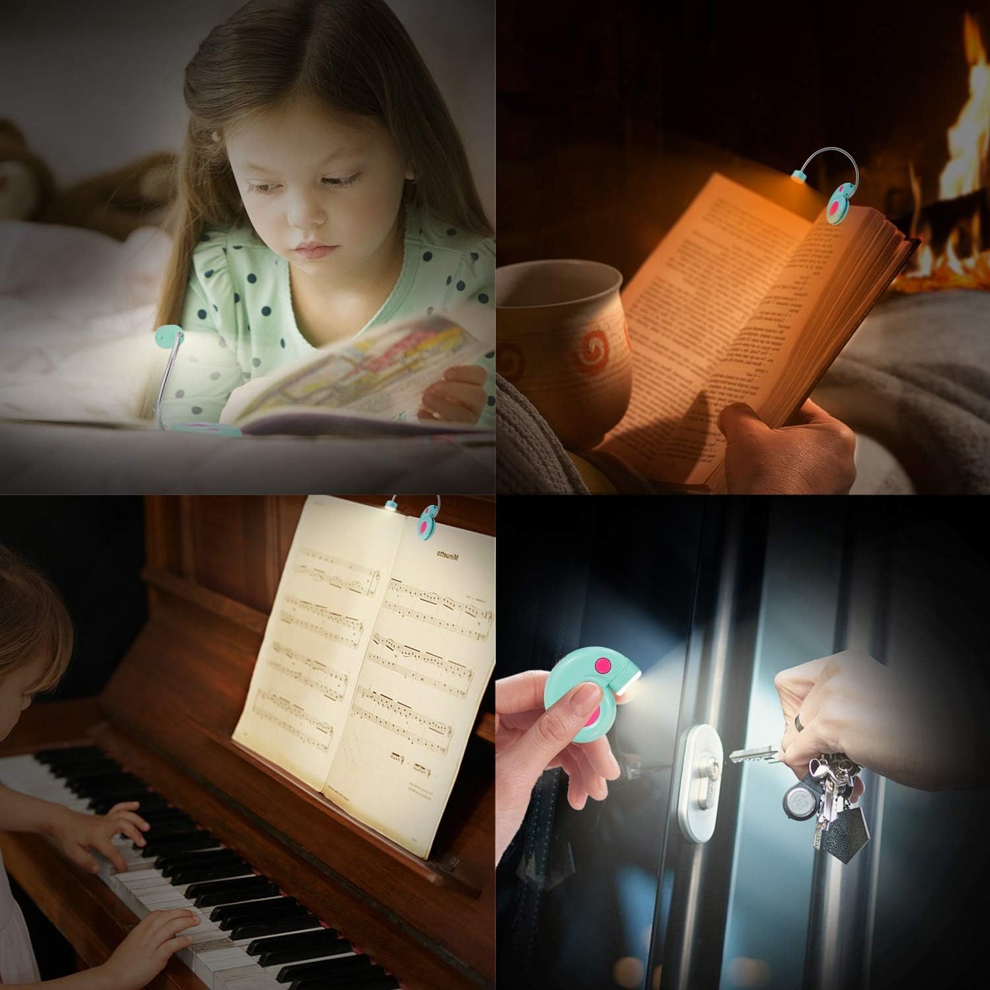 Kids Rechargeable Book Light, Clip on Reading Light for Kid, Kids Reading Lights, Amber Book Light for Reading in Bed, 2 Lighting Modes, Blue Light Blocking, Bookmark Light for Bookworms-Pink
