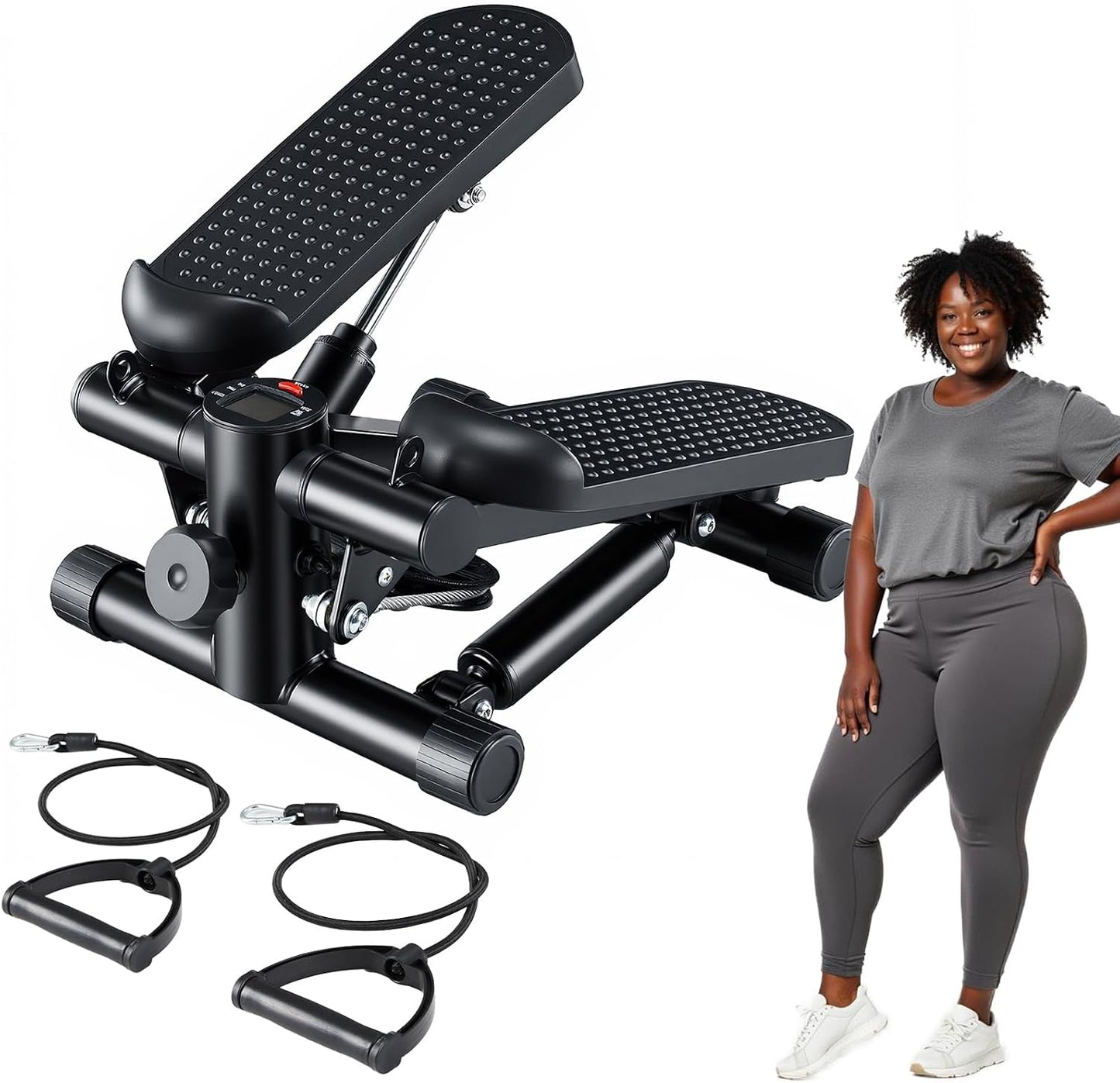 OLIXIS Steppers for Exercise At Home Workout Equipment, Mini Stepper Exercise Machine for Senior Citizens, Twist Stepper with Resistance Bands, Cardio Weight Loss Equipment Home Fitness