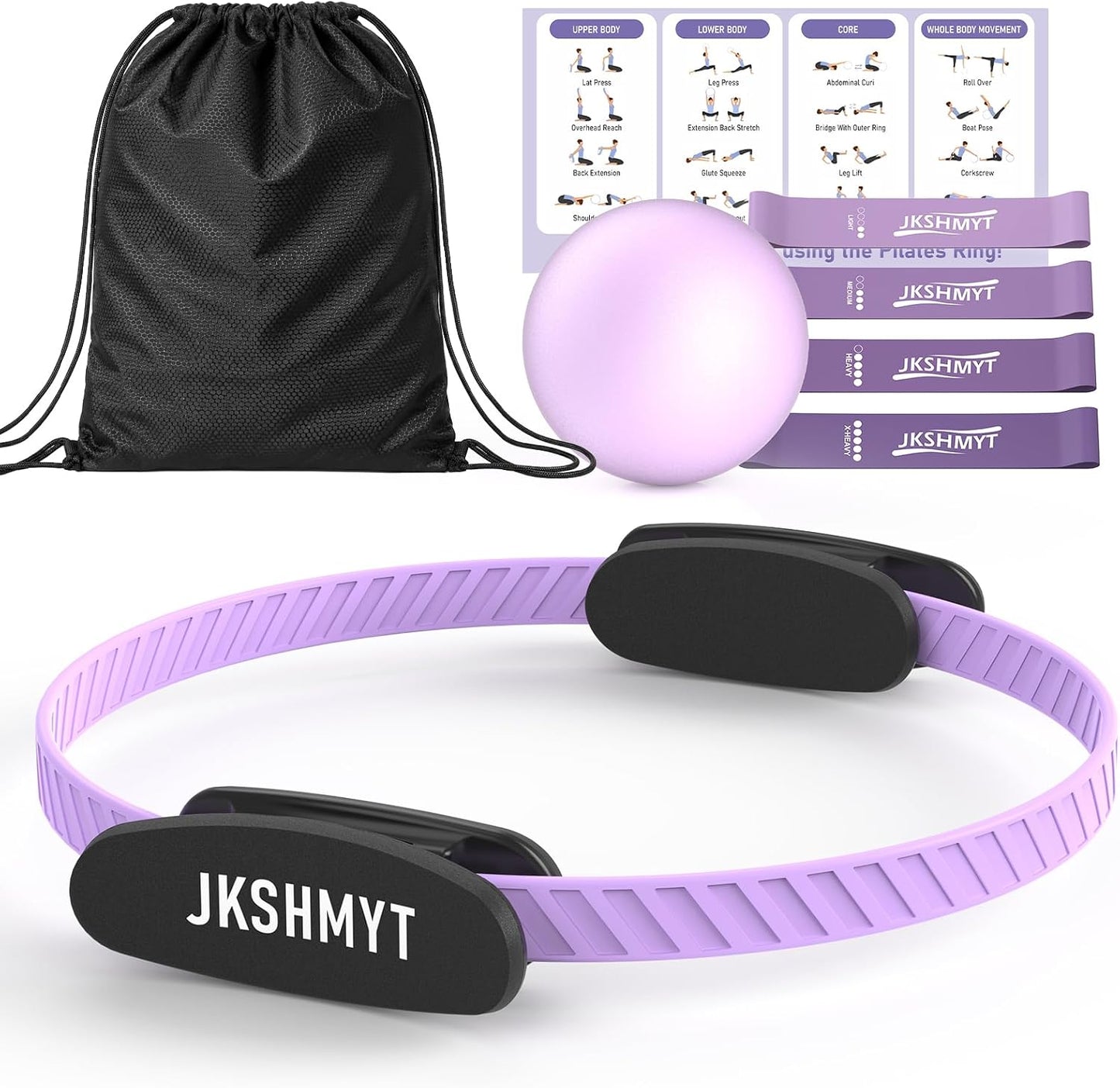 JKSHMYT Pilates Ring Kit for Women, Pilates Equipment – 14.5" Home Magic Circle Workout with Pilates Ball,Resistance Bands,Better me Pilates Essentials Starter Set for Beginners Toning Shape Full Body