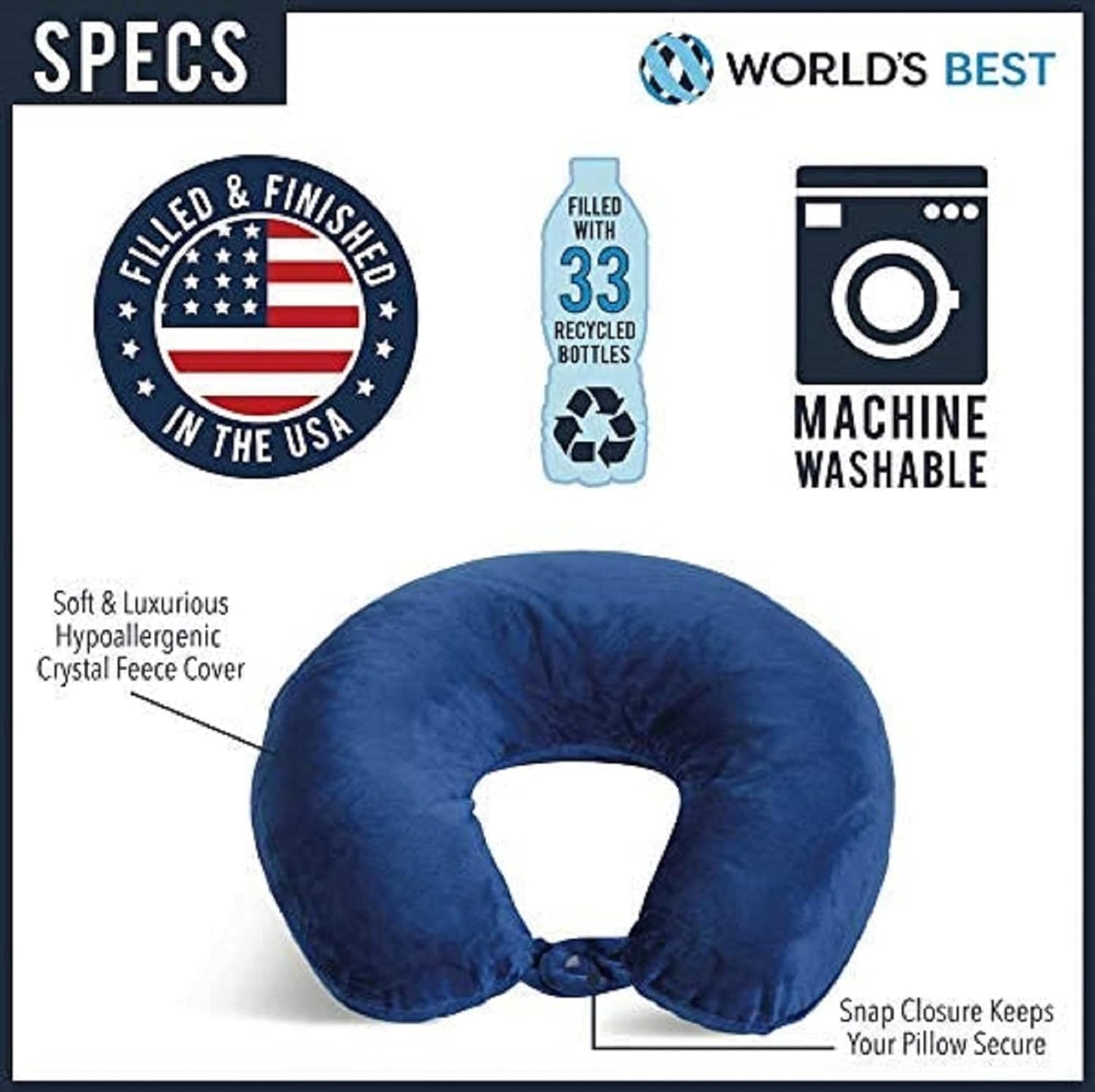 Wolf Essentials Adult Fleece Travel Neck Pillow for Airplane, Charcoal
