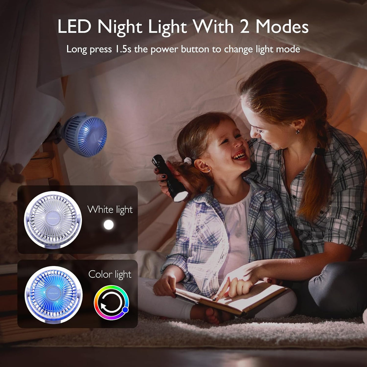 Momcozy 8000mAh Portable Stroller Fan | 27H Ultra-long Battery Life