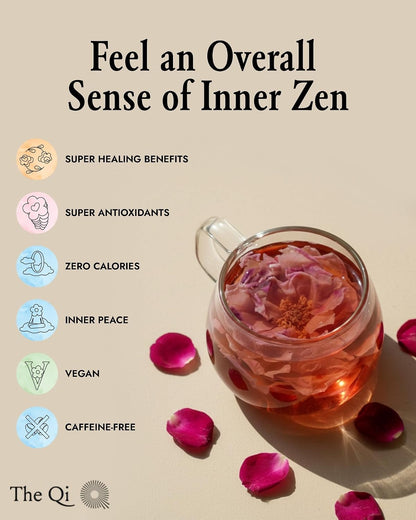 The-Qi Shangri-La Rose Blooming Flower Tea - 9 Whole Flowers, Makes 27 Cups