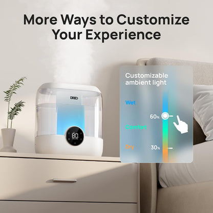 DREO Smart Humidifiers for Bedroom, 6L Top Fill Supersized Cool Mist Humidifier for Large Room, 60 Hour Runtime, Quiet Ultrasonic Humidifier for Plants, Indoor, Home, Night Light, Black