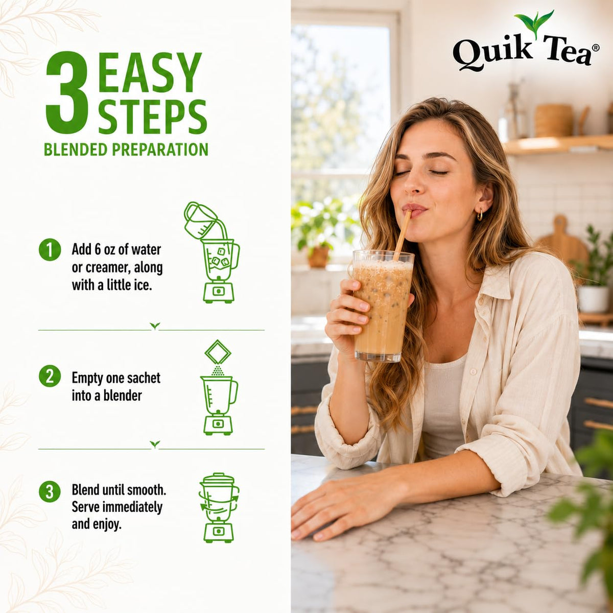 QuikTea Instant Chai Tea Latte Mix, Cardamom, Unsweetened, 10 Sachets