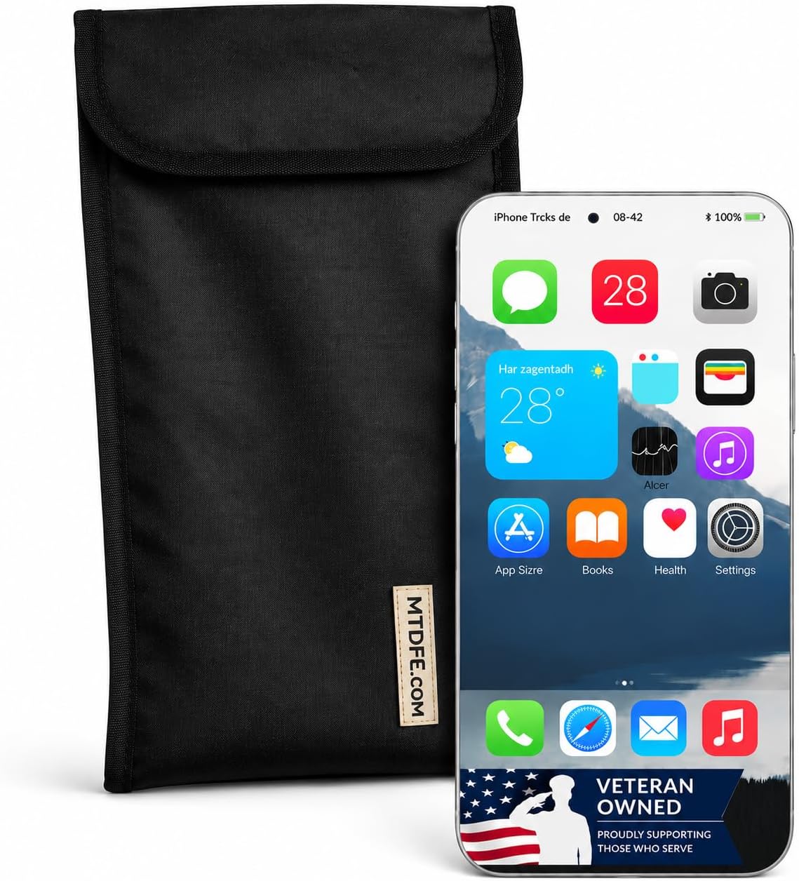 Faraday Phone Pouch Signal Blocking RFID/Cell/WiFi/GPS Shielding Bag Anti-Tracking Privacy Case for Smartphones & Key Fobs Dual-Layer RF Isolation with Ripstop Exterior Tan