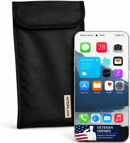 Faraday Phone Pouch Signal Blocking RFID/Cell/WiFi/GPS Shielding Bag Anti-Tracking Privacy Case for Smartphones & Key Fobs Dual-Layer RF Isolation with Ripstop Exterior Tan