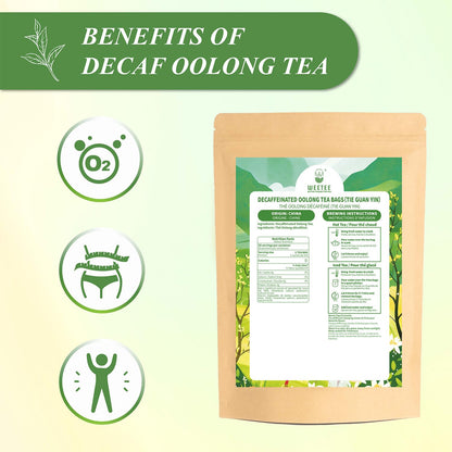 WT WEETEE Decaf Oolong Tea, CO2 Decaffeinated Tie Guan Yin Tea Bags 50ct