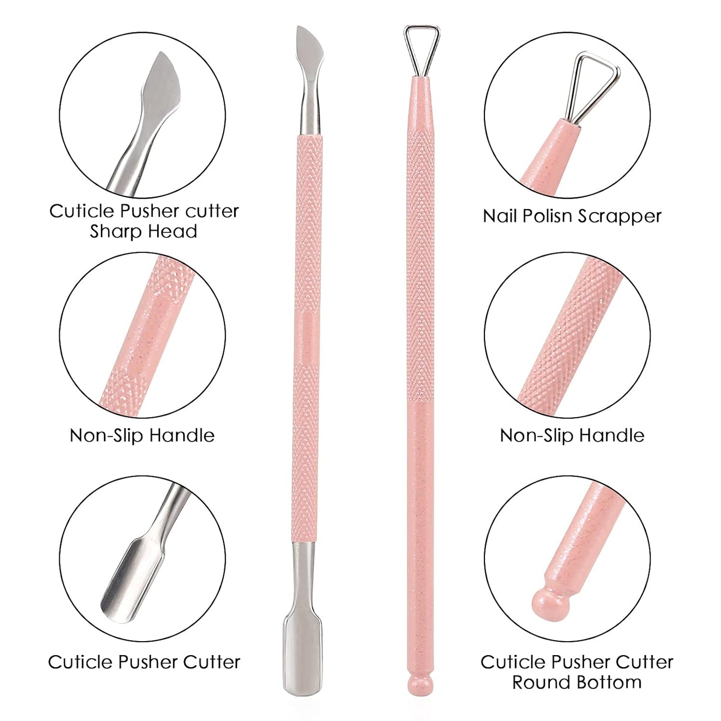 YINYIN Cuticle Trimmer with Cuticle Pusher and Cutter, Professional Stainless Steel Nippers, Cutter Clippers, Cuticle Remover, Pedicure Manicure Tools for Fingernails and Toenails, Sliver