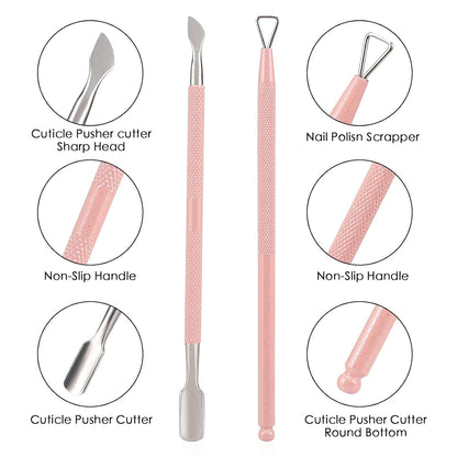 YINYIN Cuticle Trimmer with Cuticle Pusher and Cutter, Professional Stainless Steel Nippers, Cutter Clippers, Cuticle Remover, Pedicure Manicure Tools for Fingernails and Toenails, Sliver