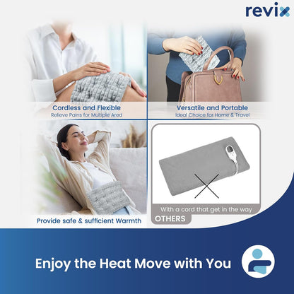 REVIX 6 * 12" Moist Heating Pad Microwavable, Reusable Microwave Heating Pads for Joints, Weighted Heat Packs with Flaxseeds for Shoulders, Neck, Back, Unscented