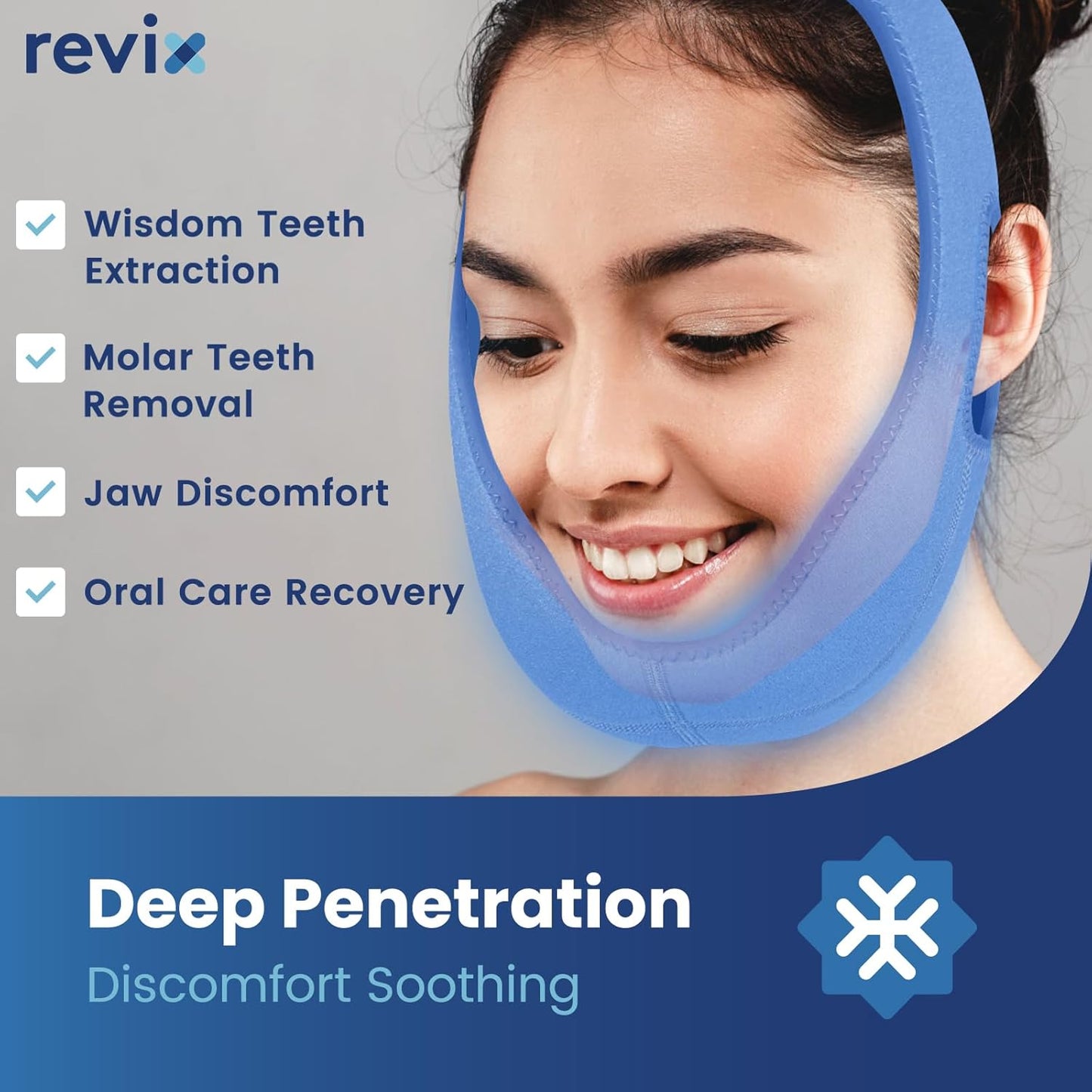 REVIX Wisdom Teeth Ice Pack Head Wrap with 3D Sewing Jaw Ice Pack for Face Oral Surgery Pain Relief for TMJ, Tooth Extraction & Teeth Removed, Extra Snug Fit with 4 Hot Cold Gel Packs Reusable, Black