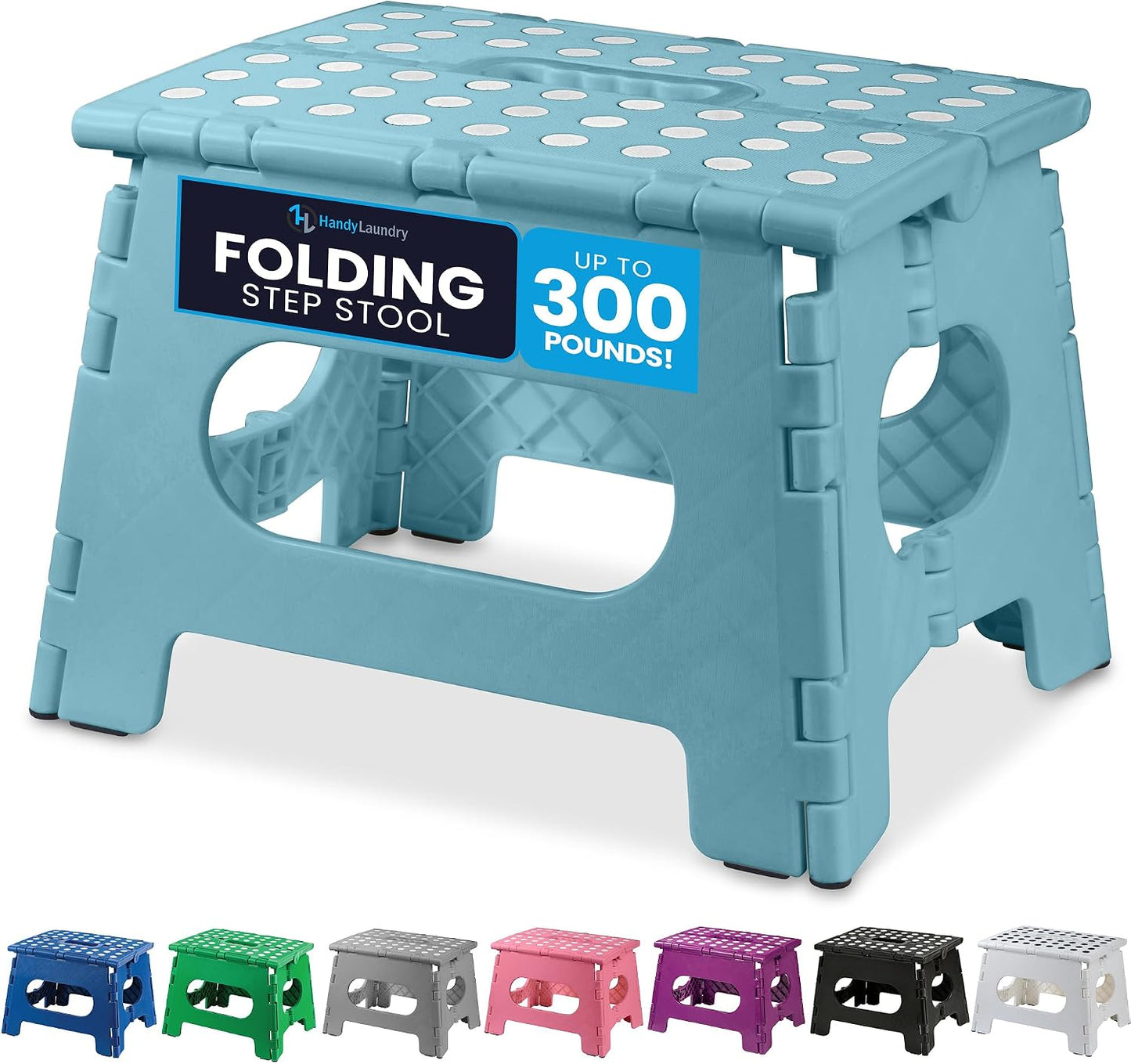 Handy Laundry Folding Step Stool - Sturdy Enough Collapsible Stool to Support Adults - Opens Easy with One Flip - Great for Kitchen, Bathroom or Bedroom (Black - 9 Inch)