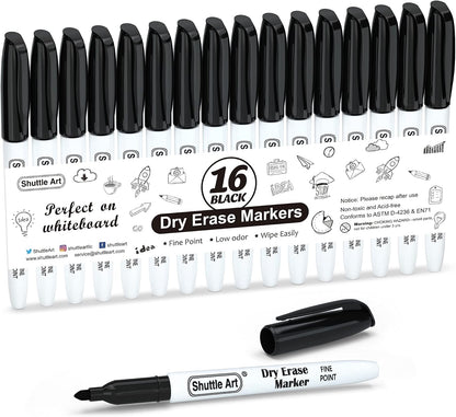 Shuttle Art Magnetic Whiteboard Markers, 20 Pieces Fine Tip and Eraser, Dry Erase Whiteboard Markers, for Writing on Whiteboards, Weekly Planner, Glass for School Office Home