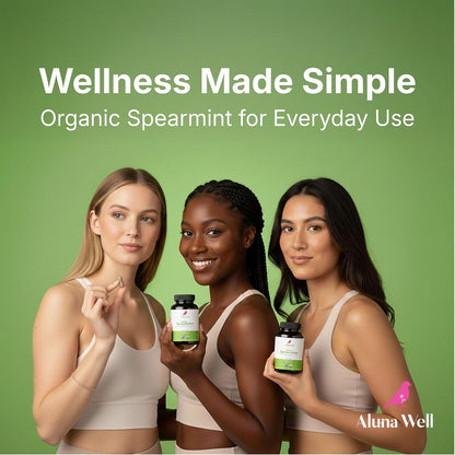 Organic Spearmint Capsules – 1000mg Vegan & Non-GMO Herbal Supplement – Daily Wellness and Balance – Alternative to Spearmint Tea – 50-Day Supply