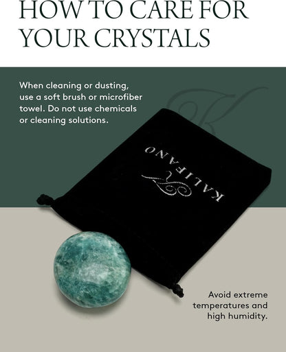 KALIFANO Palm Stone with Healing & Calming Effects - AAA+ Grade High Energy Worry Stone with Information Card - Reiki Crystal Used for Courage (Family Owned and Operated)