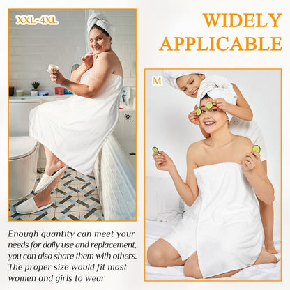 Tigeen 4 Pcs Spa Wraps for Women Waffle Spa Robe with Pocket Adjustable Closure Lightweight Towel Wraps for Bath Shower(Black)