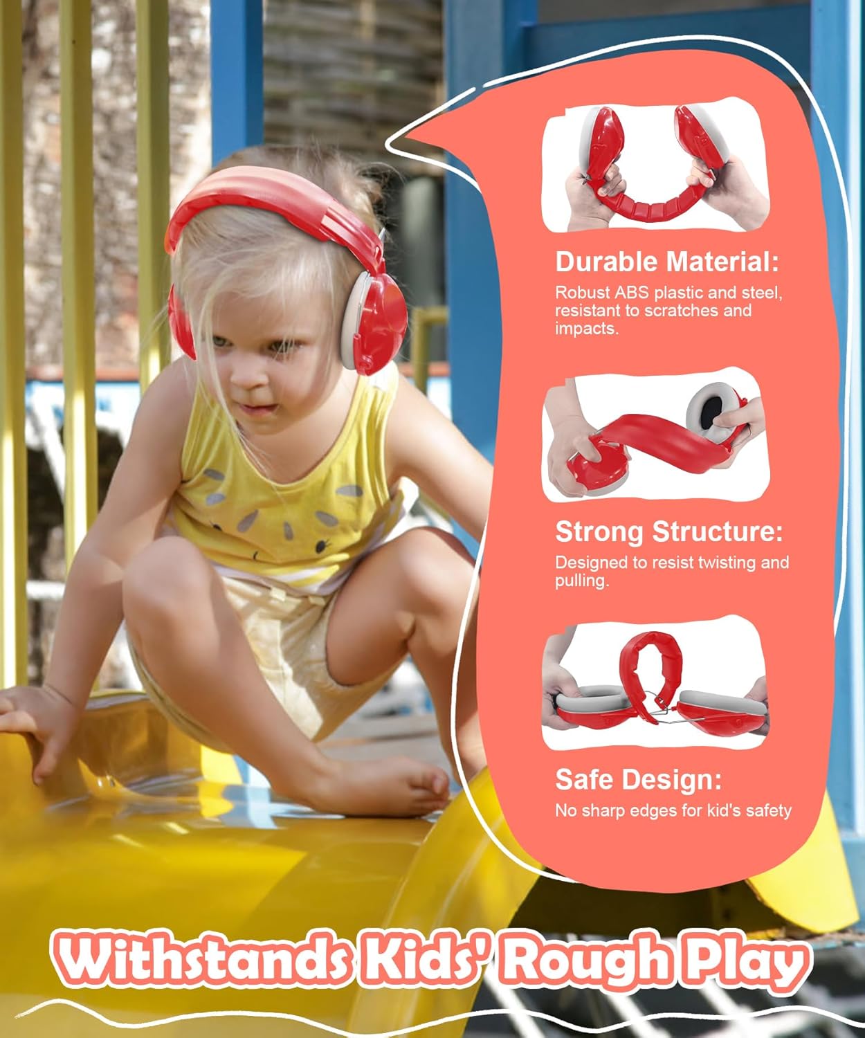 PROHEAR 032 Kids Ear Protection – Ear Muffs for Noise Reduction, 25NRR Noise Cancelling Headphones for Kids,Toddlers, Autism, Sensory Use, Hearing Protection – Orange