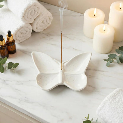 Frog Incense Holder for Sticks, Handmade Ceramic Holder for Burning Sage Sticks, Palo Santo, Cone and Backflow, Incense Burner for Meditation Room Home Decor, Frog Spiritual Gifts for Women