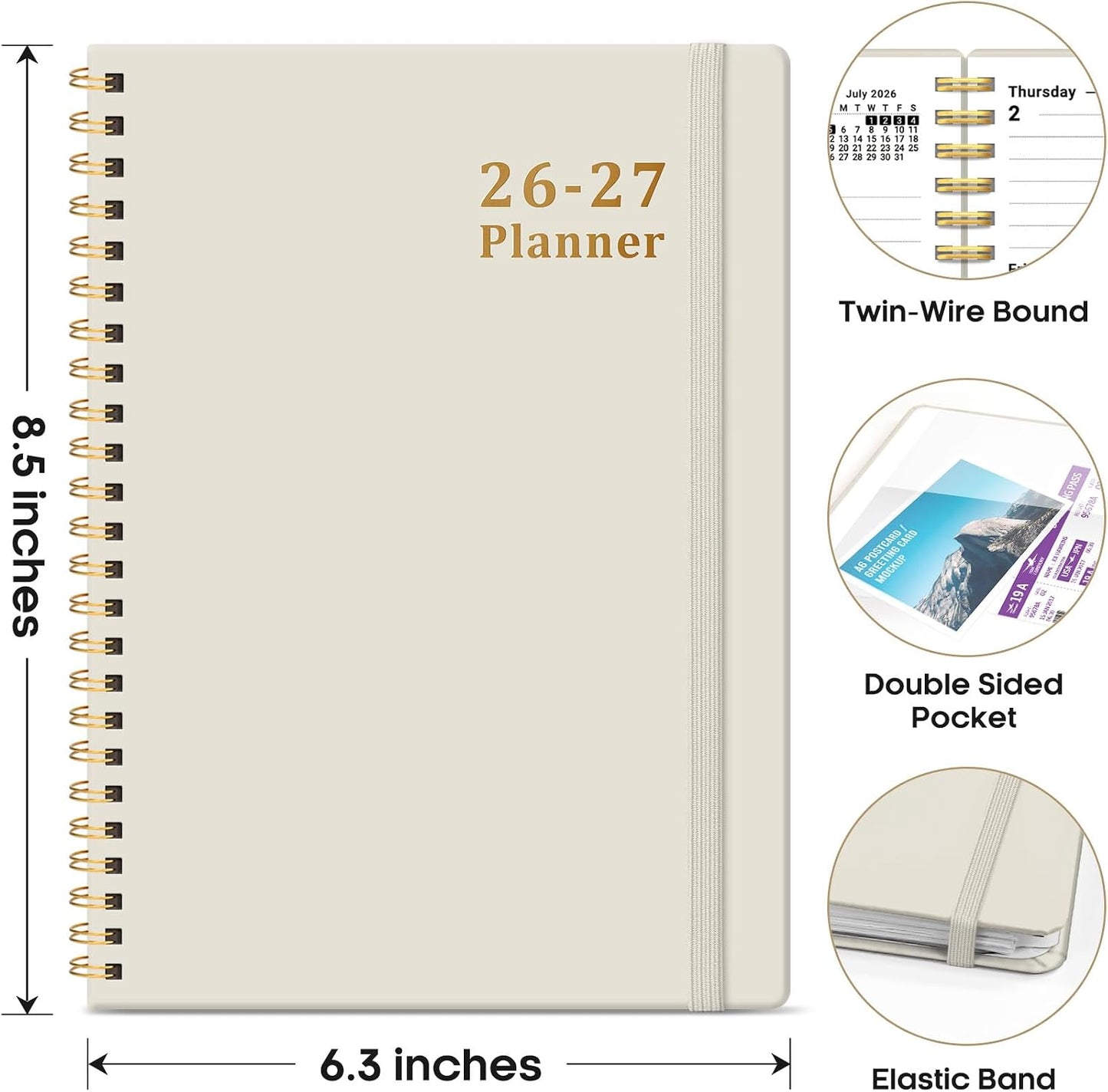 Planner 2026-2027, 8.5" x 11" Weekly and Monthly Academic Year Planner Calendar, July 2026 - June 2027, Hardcover Large School Planning Agenda With Tabs, Perfect for School & Office Supplies, A4, Green