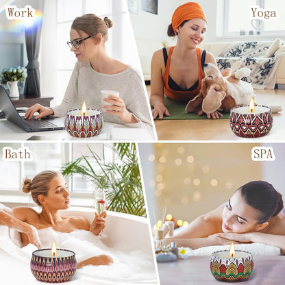 Candles, Scented Candles Gift Set for Women, 8 Pack Fruity Floral Soy Wax Aromatherapy Candles, Travel Tin Candles in Artist Gift Box, Birthday Gifts for Mom, Wife, Sister, Friend, Housewarming