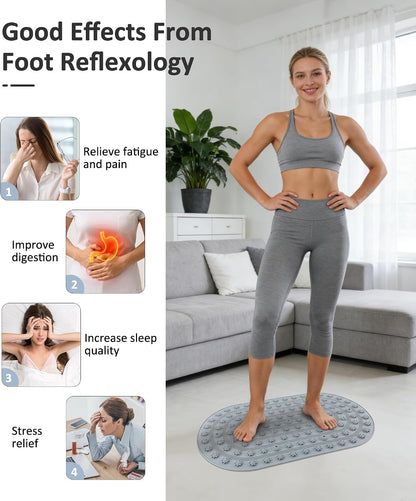 Acupressure Foot Massage Mat - Portable Foldable Foot Massager Mat for Bathroom, Yoga, Outdoor Games, Office Standing Desk Pad, Relieve Foot Pain, Anti-Slip, 30 x 18 inch (Grey)
