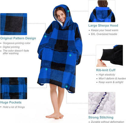 Narecte Cozy Oversized Hoodie Blanket Wearable Blanket for Adults
