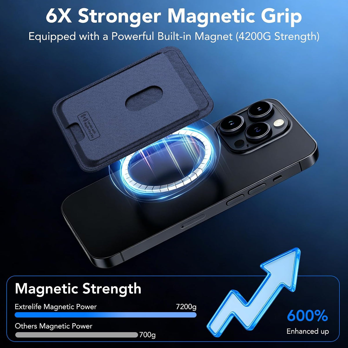 IKT for Magsafe Wallet, Work with Apple Find My Tracking, Strongest Magnetic Leather Card Holder Wallet for iPhone 17/16/15/14/13/12 Pro Max Air Plus, Wireless Charging, 3-Cards RFID Holder, Black
