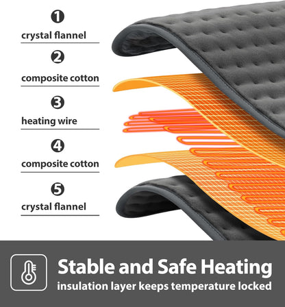 VALGELUIK Heating Pad for Back, Neck & Shoulder Pain Relief – 12"x24" Electric Heat Pad, Auto-Off, Machine Washable, Moist/Dry Heat Options – Thoughtful Mother's Day Gifts for Mom, Dad, Women & Men
