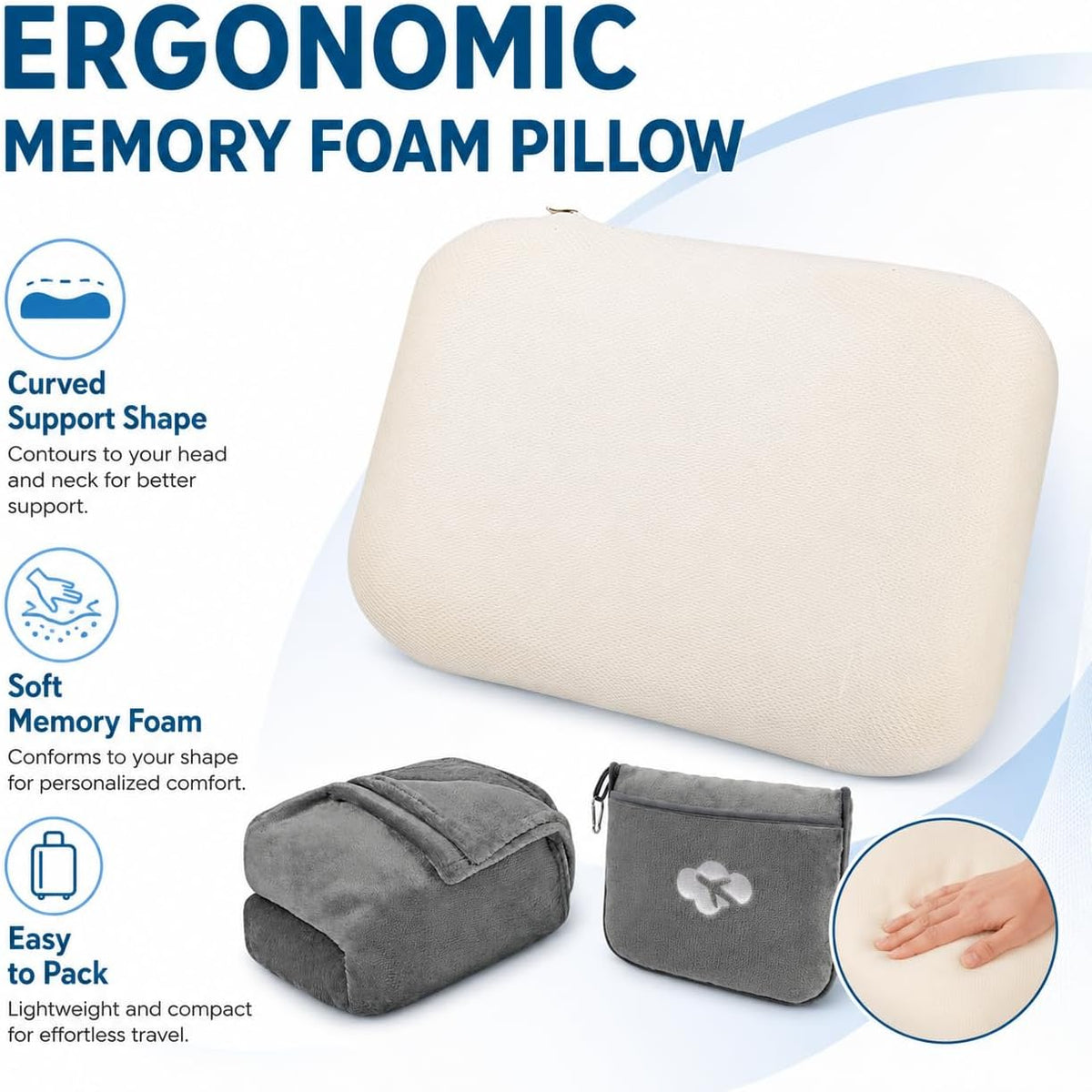 Blanket Pillow for Airplane Travel Essentials -3 In 1 Plane Travel Set Pink