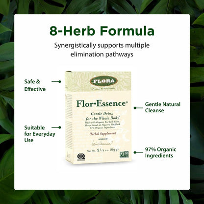 FloraHealth Flor-Essence Dry Herbal Tea, Organic, Gentle Cleanse, 2.2 oz.
