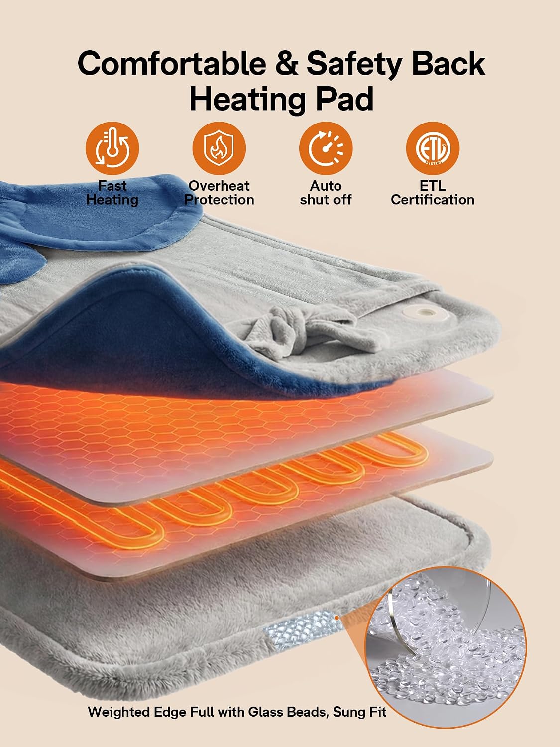 ALLJOY Heating Pad for Neck and Shoulders and Back Pain Relief