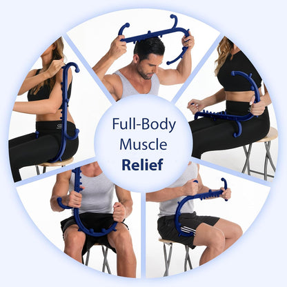 Ranarose Deep Tissue Back & Neck Massager - Back Massager Stick for Pain Relief, Muscle Knot Remover, Trigger Point Massage Tool for Full Body, Shoulders, Legs - Pressure Point Massage Tool (Black)