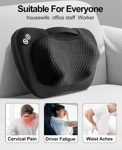 VIKTOR JURGEN Shiatsu Back Massager with Heat – Deep Tissue Massage for Neck, Shoulder, Back Pain Relief, Electric Kneading 3D Massage Pillow, Christmas for Men Women Dad Wife Mom Gifts (NOT Cordless)