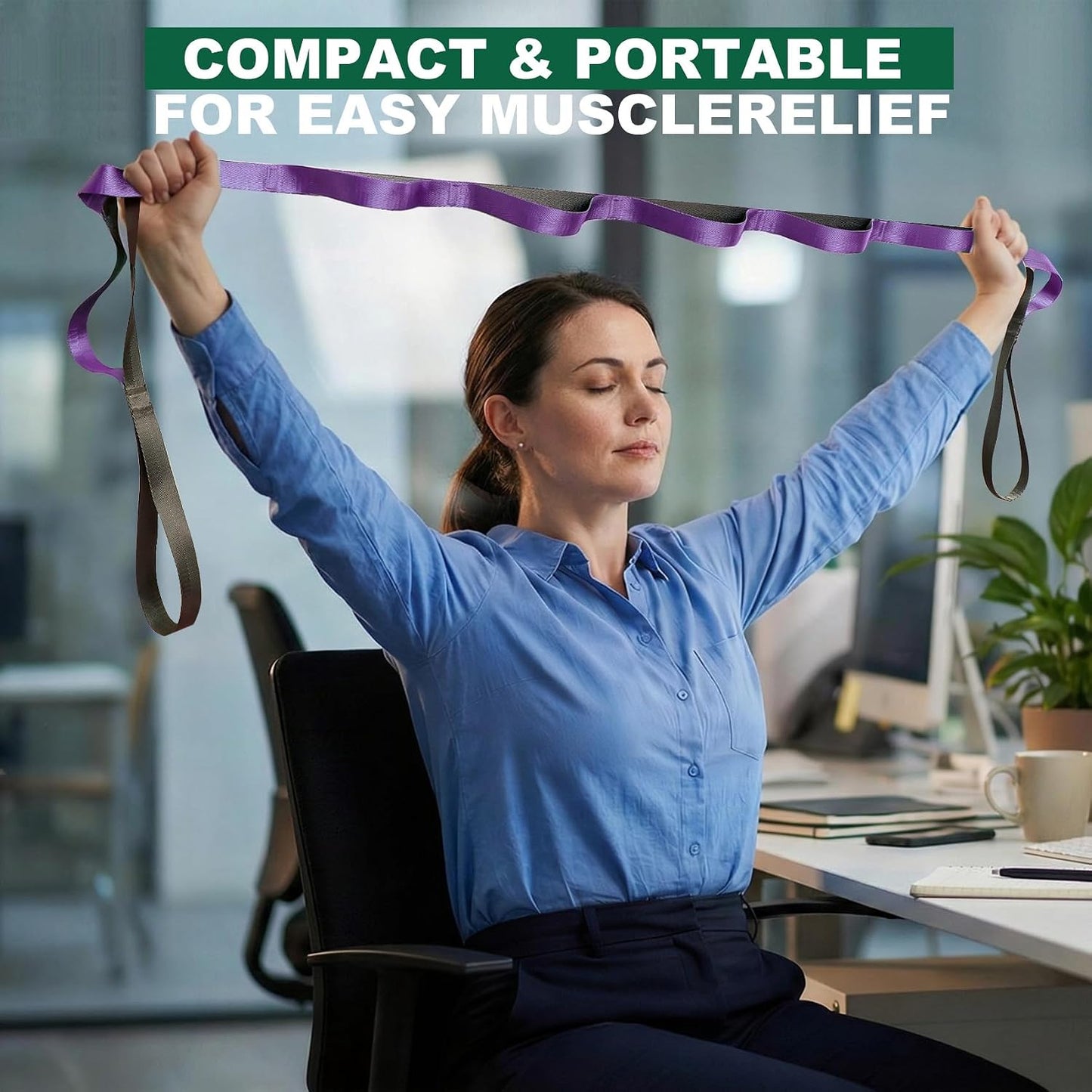 Acozycoo Stretching Strap with Loops,Non-Elastic Yoga Strap for Physical Therapy,Knee Replacement Recovery & Plantar Fasciitis,Leg Stretcher Band for Flexibility & Hamstring Rehab