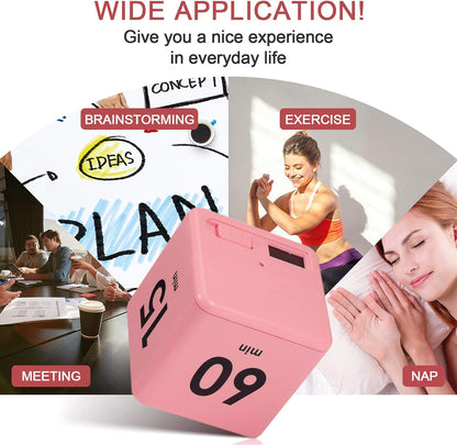 Weewooday Cube Timer, Gravity Sensor Flip Timer for ADHD Productivity, Classroom Kitchen Study Workout Cooking Desk Timers for Time Management, 15 20 30 60 Minutes Countdown Tool(Pink)