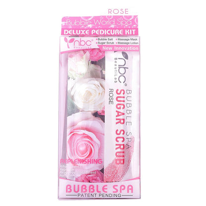Pedicure Kit Foot Soak Set: Bubble Salt, Sugar Scrub, Massage Mask, Massage Lotion in a Box, 4 Step Foot Spa Kit for Dry Feet, Softens Calluses, Tired Feet（3 Set Lavender) - Colors A