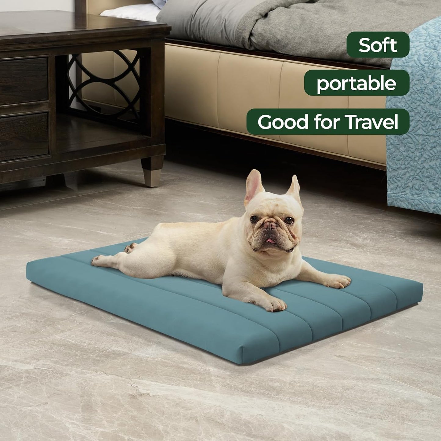 BALANCE Dog Crate Bed, Orthopedic Dog Bed Pad with Waterproof Liner, Washable Crate Foam Pet Mat for Large, Medium, Puppy Dogs Breeds, Mint Leaf, 36“x23”x1.6“