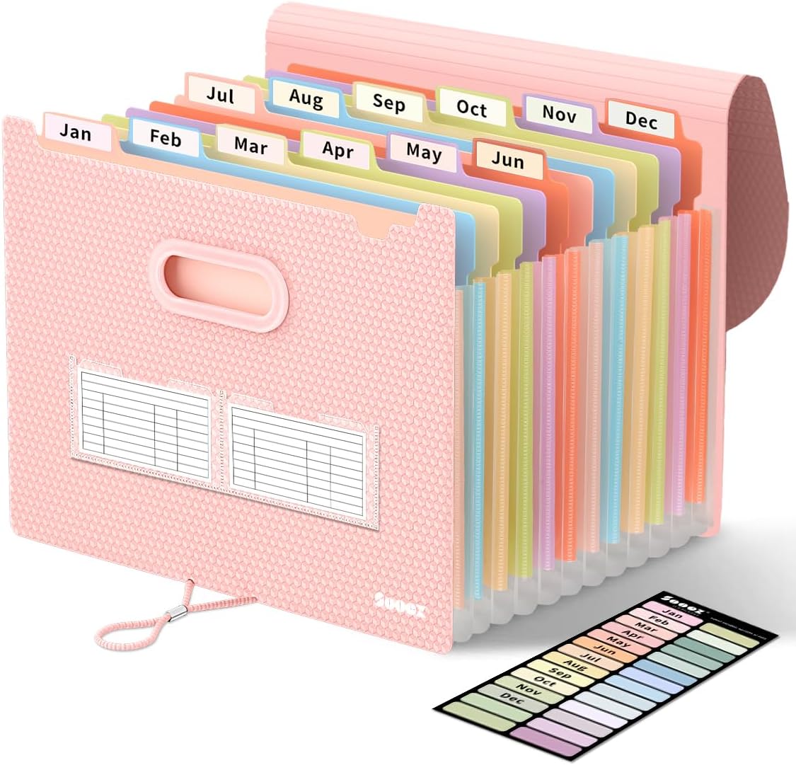 Sooez Accordion File Organizer, 13-Pocket Expanding File Folder Letter Size