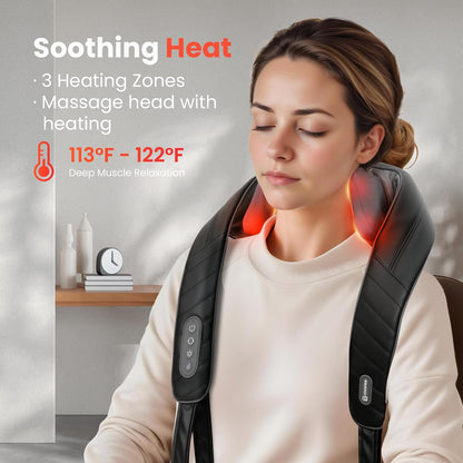 COMFIER Cordless Neck and Shoulder Massager with Heat, Wearable 4D Shiatsu Deep Tissue Kneading for Desk Workers and Drivers, Hands-Free Straps, FSA Eligible HSA Gift