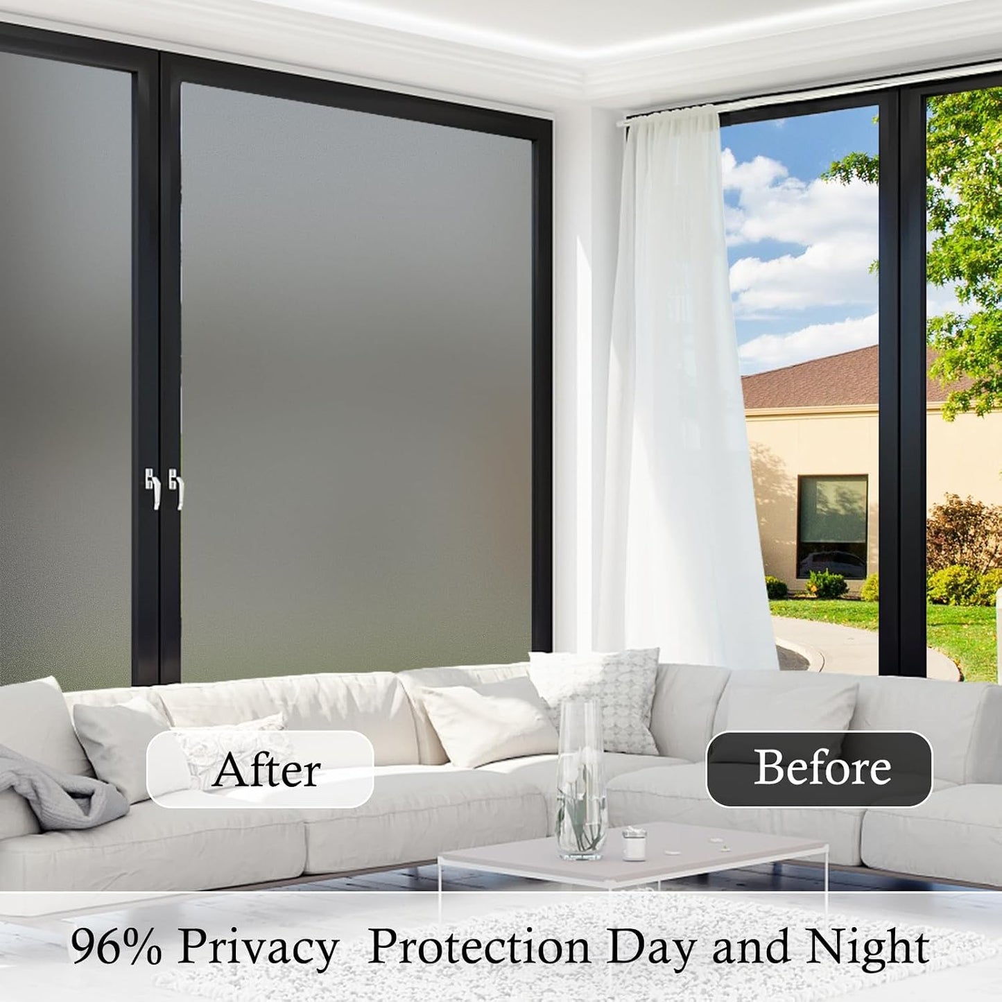 Coavas Blackout Window Film, 100% Light Blocking Privacy Window Film, No Glue Static Cling, Heat & UV Blocking, Removable Room Darkening Window Cover, Renter Friendly for Bedroom, 17.5x78.7Inch,Black