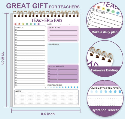 Teacher Notepad - A4 Teacher To Do List Notepad, Spiral Checklist Notebook Organizer for Teachers Notes Task Appointment, Teacher Appreciation Gifts, 8'' x 11'', Green