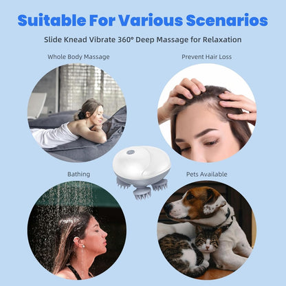 Electric Scalp Massager, Handheld Cat Dog Head Massager(Green)