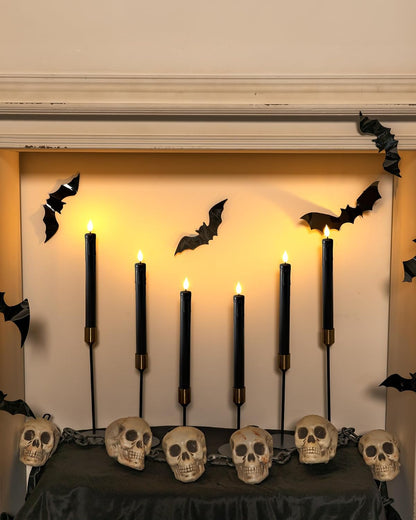 Homemory 6 Pack Flameless Taper Candles, No Remote, Realistic Flickering Battery Operated Candlesticks, Ivory LED Plastic Candle Safe for Weddings, Table Decor, Christmas, and Halloween